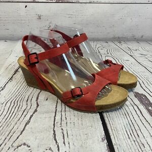 Sabatini Sandals Womens Size 40EU 9US Red Wedge Strappy Comfort Rubber Sole